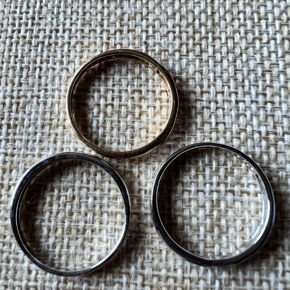 Canada CA .925 3 stackable Rings each  4 Crystals 2 Silver 1 Gold all Sterling 8 - Picture 3 of 11